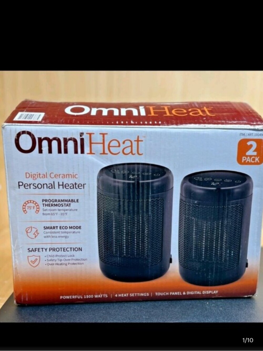 OmniHeat Digital Ceramic Personal Heater-2 Pack